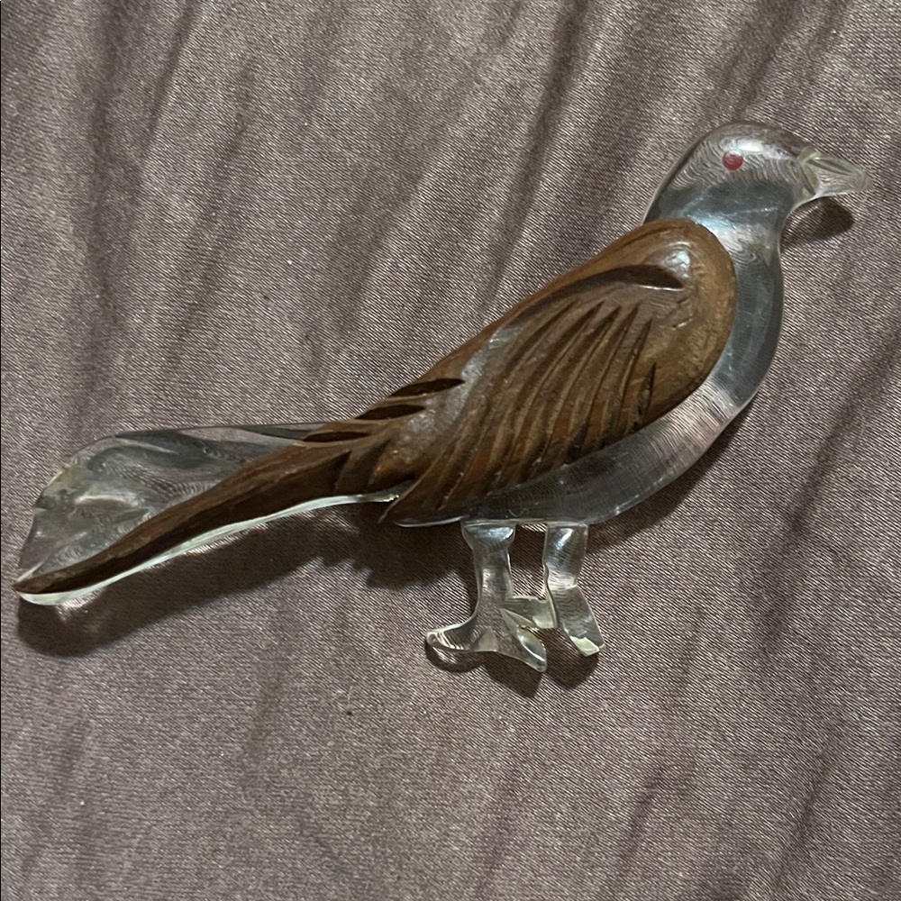 Wooden and Lucite Dove Pin